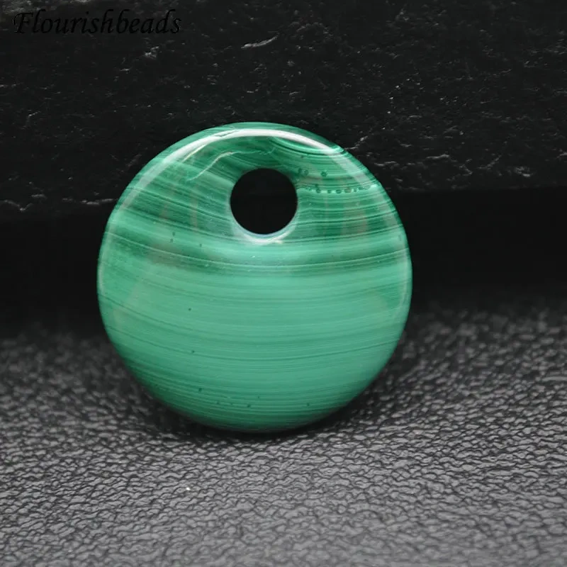 Various Size Natural Malachite Gemstone Round Donut Shape Pendants Necklace Materials Classic Jewelry Party Gift DIY Stuff