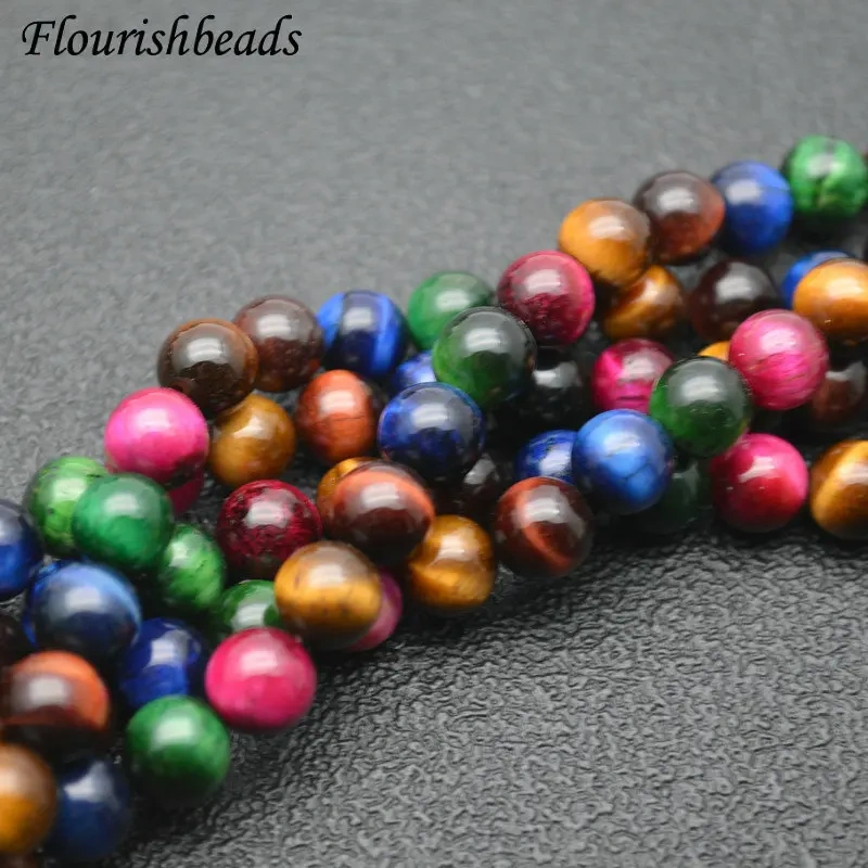 6mm 8mm 10mm Mix Color Natural Tiger's Eye Stone Round Beads Fine Jewelry Making Earrings Necklace Stone Loose Beads 5Strands