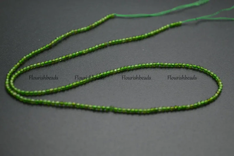 2mm Diamond Cutting Faceted Natural Green Diopside Small Size Stone Round Loose Beads