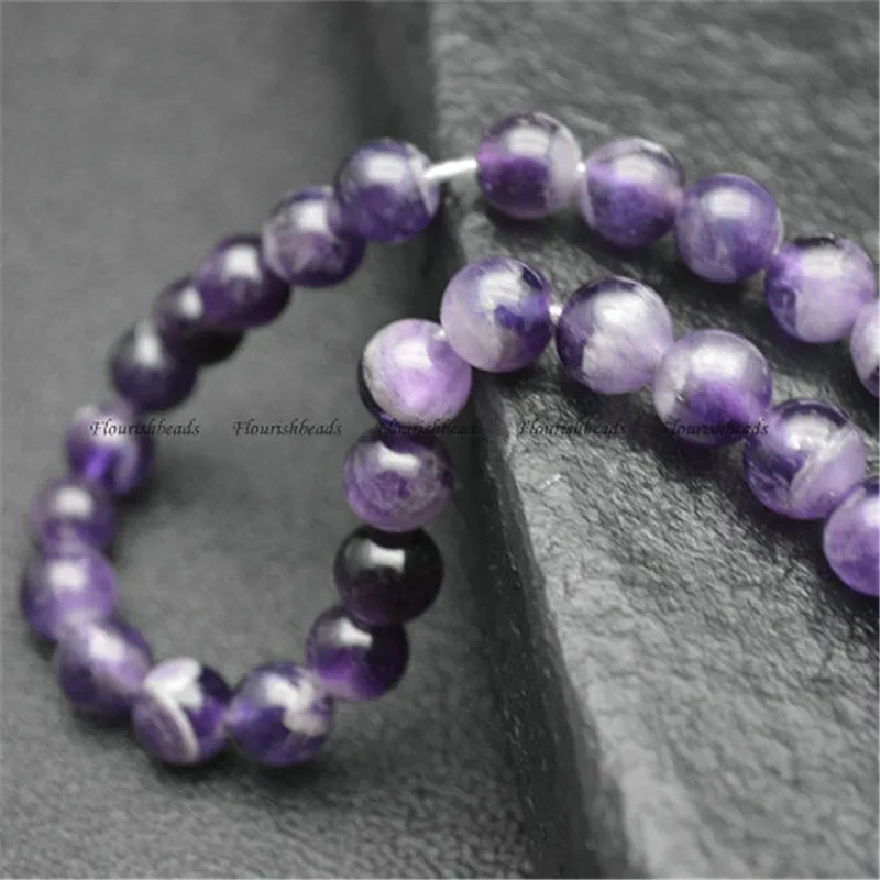 6mm 8mm 10mm 12mm Real Dark Amethyst Stone Round Beads Fine Jewelry Making Smooth Loose Beads 5 Strands