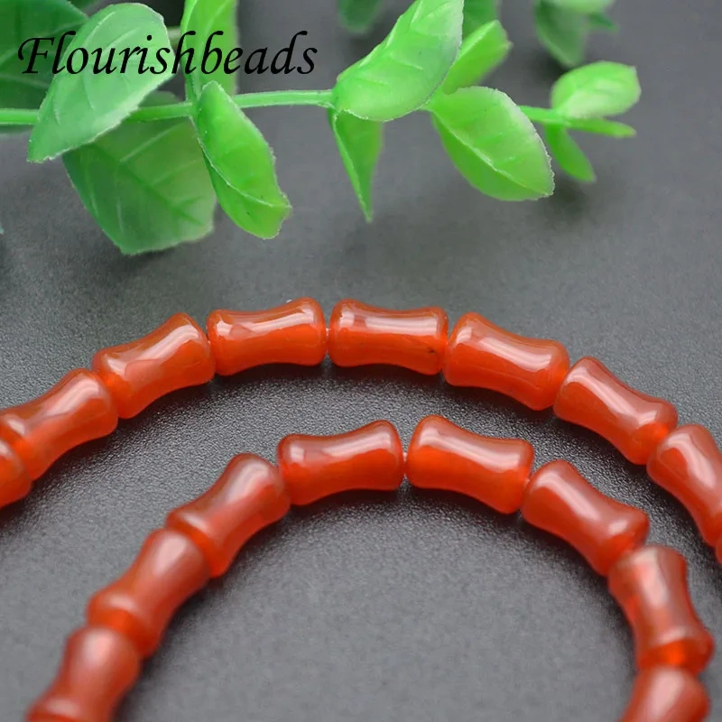 High Quality 6x9mm Natural Red Agate Onyx Bamboo Knot Shape Loose Beads for Jewelry Making DIY Necklace Bracelet Accessories