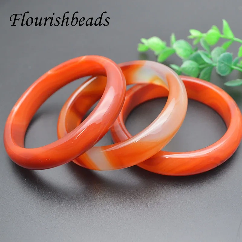 Fine Jewelry Natural Red Agate Bangle Flat Bracelet Inside Diameter  56~60mm for Lucky Amulet Gifts for Women Men 2pcs/lot