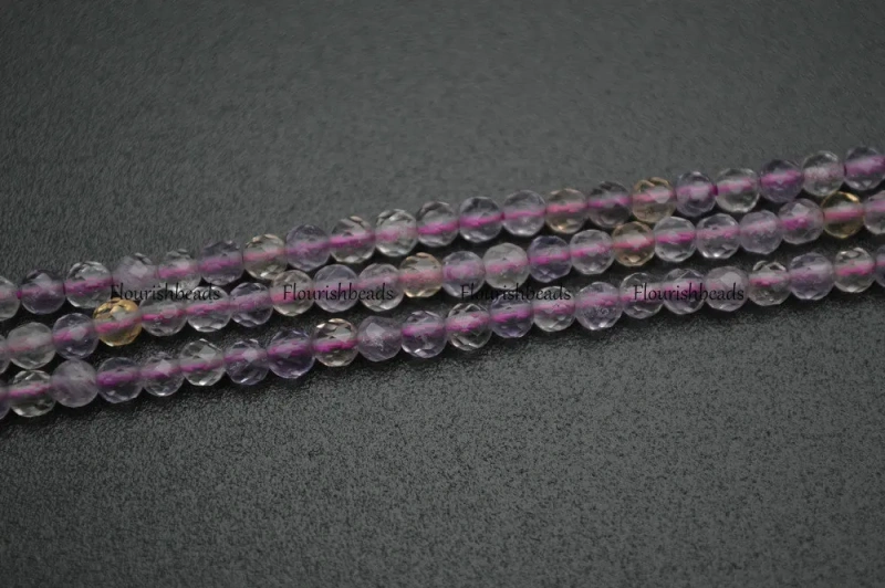 3mm Diamond Cutting Faceted Natural Ametrine Small Size Stone Round Loose Beads