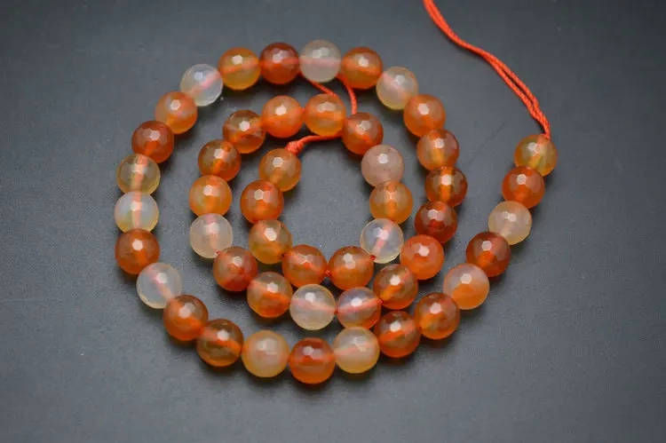 Natural Faceted Red Carnelian Agate Stone Round Loose Beads DIY Jewelry making materials 4mm 6mm 8mm 10mm 12mm