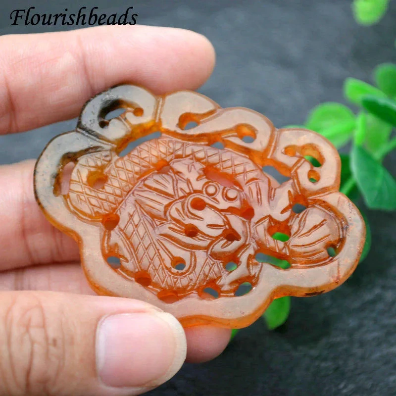 Natural Antique Hsiuyen Xiu Jade Carved Chinese Dragon Gemstone Pendant for Jewelry Gift 5pc Per Lot