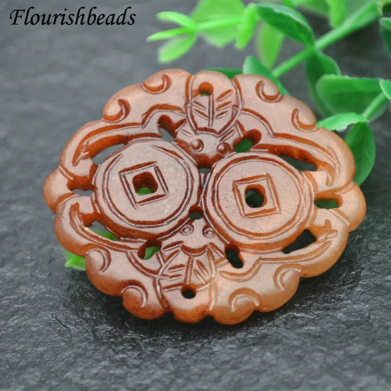 Various Shape Natural Antique Hsiuyen Jade Carved Antique Chinese Dragon Double Fish Chinese Knot  Lucky Wealth Pendant