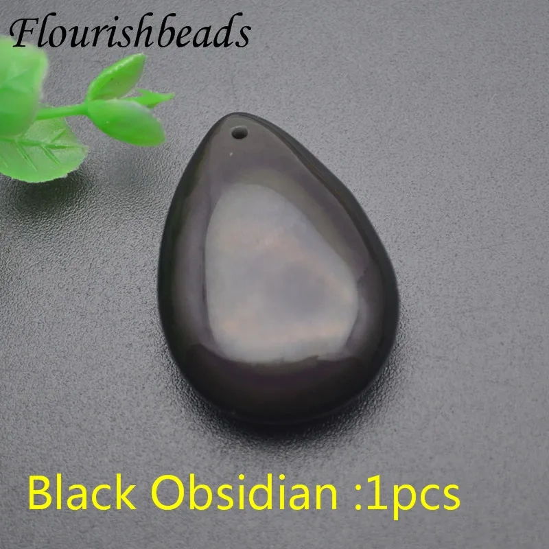 Healing Natural Black Obsidian Drop Shaped Pendant Men and Women Crystal Necklace Pendant Bare Stone Jewelry Souvenirs