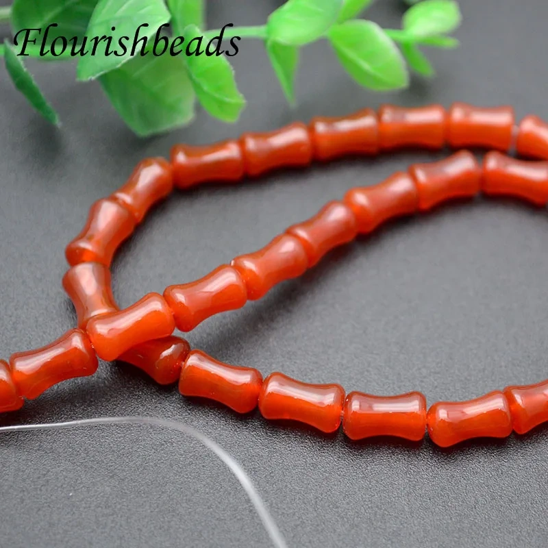 High Quality 6x9mm Natural Red Agate Onyx Bamboo Knot Shape Loose Beads for Jewelry Making DIY Necklace Bracelet Accessories