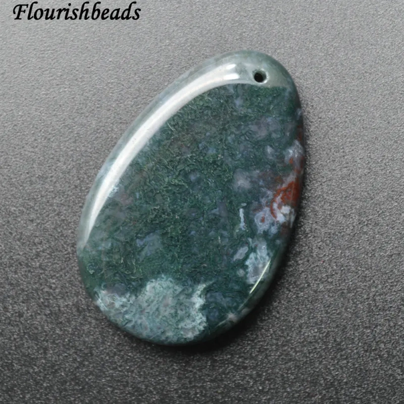 Natural Green Moss India Agate Stone Slab Pendant Fit Necklace Making Fashion Jewelrys