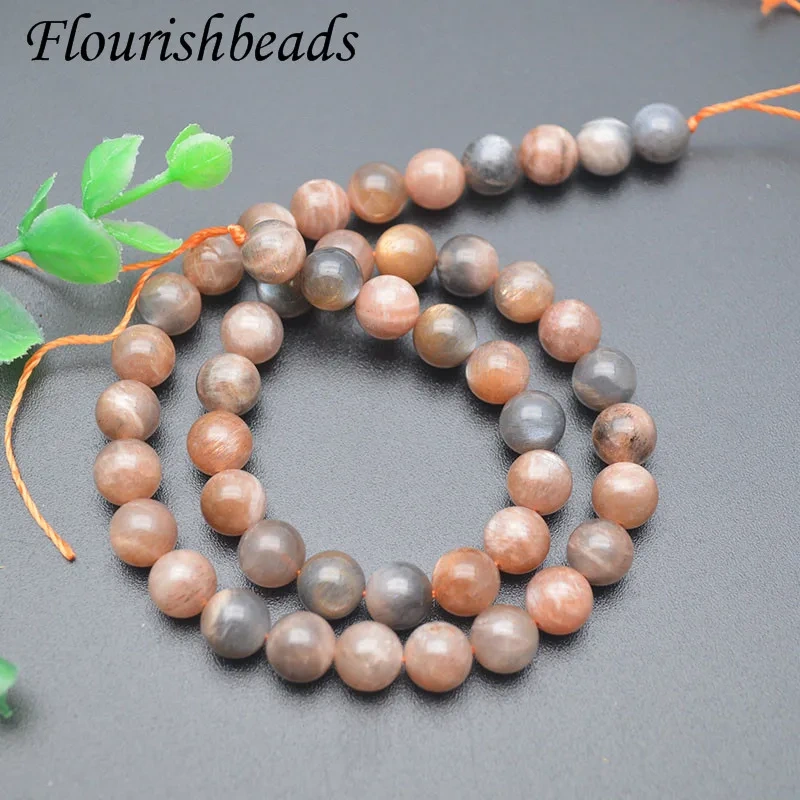 6/8/10mm Natural Stone Green mica stone/ Garent /Gray Monnstone/ Sunstone Round Loose Beads for Jewelry Making 5 Strands/lot