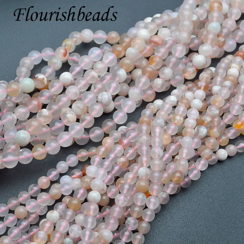 Wholesale 6mm 8mm High Quality Cherry Blossom Agate Round Loose Beads  for DIY Bracelet Jewelry Making 2 Strands/lot