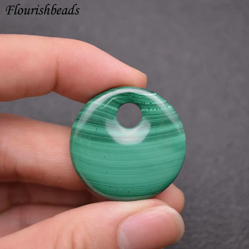 Various Size Natural Malachite Gemstone Round Donut Shape Pendants Necklace Materials Classic Jewelry Party Gift DIY Stuff