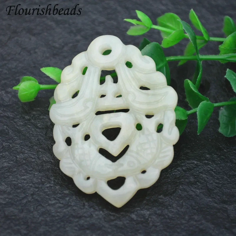 Various Shape Natural Antique Hsiuyen Jade Carved Antique Chinese Dragon Double Fish Chinese Knot  Lucky Wealth Pendant