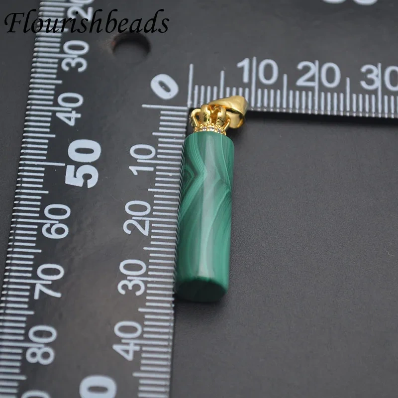 Natural Malachite Cylinder Pendant DIY Fashion Necklace Jewelry Accessories Men Women Luck Gifts