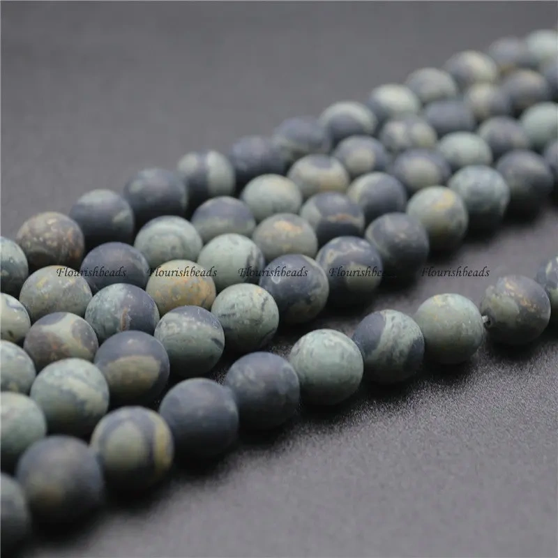 Matte Natural Kambaba Jasper Stone Round Loose Beads Jewelry Materials 4mm 6mm 8mm 10mm