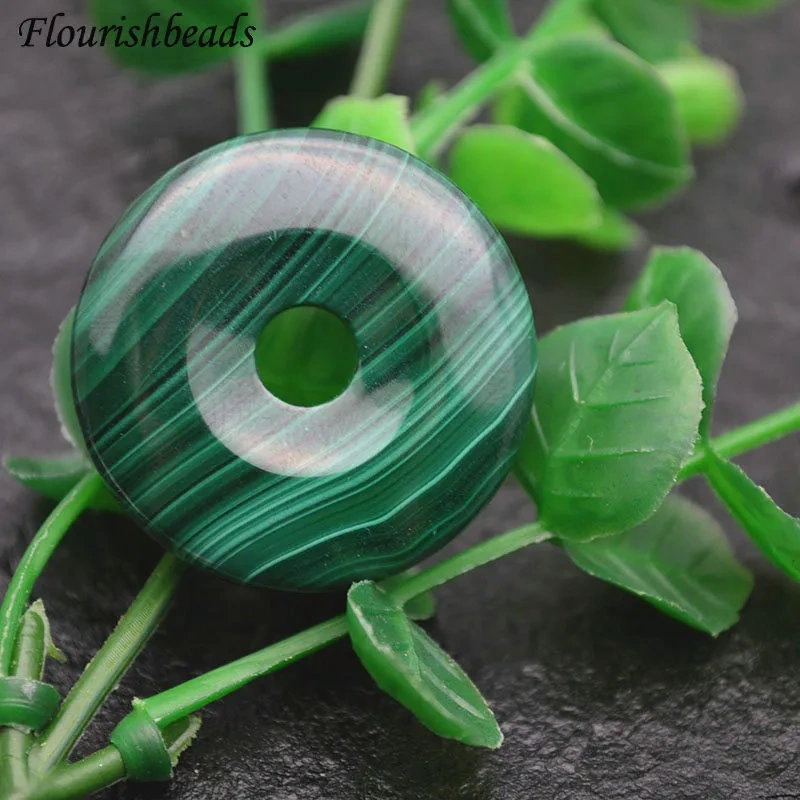 Popular Natural Malachite Gemstone Round Donut Shape Pendants Necklace Materials Classic Jewelry Party Gift DIY Stuff 20~35mm