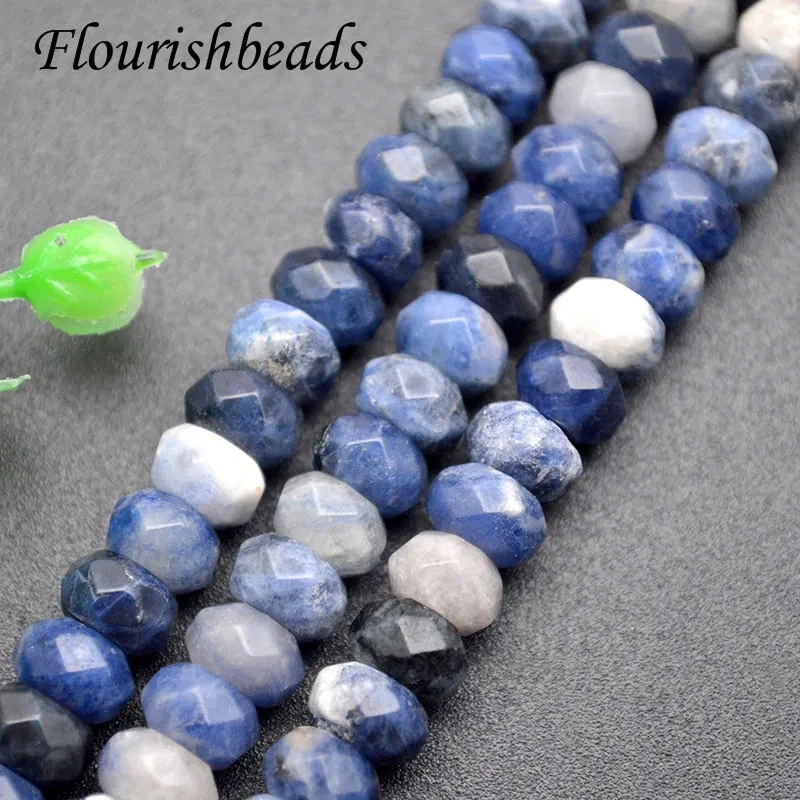 Natural 5x8mm Faceted Dumortierite Stone Loose Spacer Beads for Jewelry Making DIY Bracelets Necklace