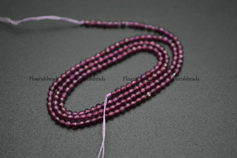 Wholesale Faceted 2mm Natural Purple Garnet Diamond Cutting Stone Round Loose Beads