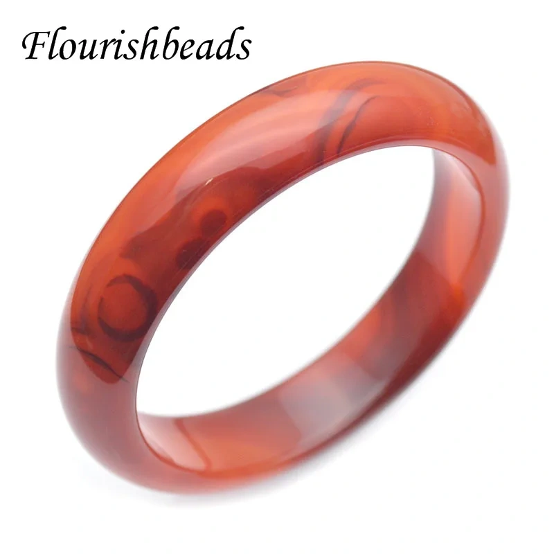 Fine Jewelry Natural Red Agate Bangle Flat Bracelet Inside Diameter  56~60mm for Lucky Amulet Gifts for Women Men 2pcs/lot
