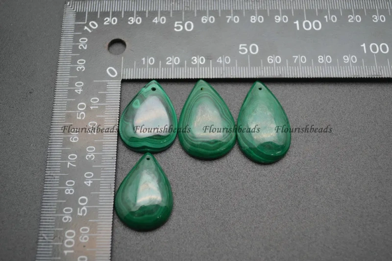 Natural Malachite Flat drop pear shape stone pendant fit necklace making 5pc per lot