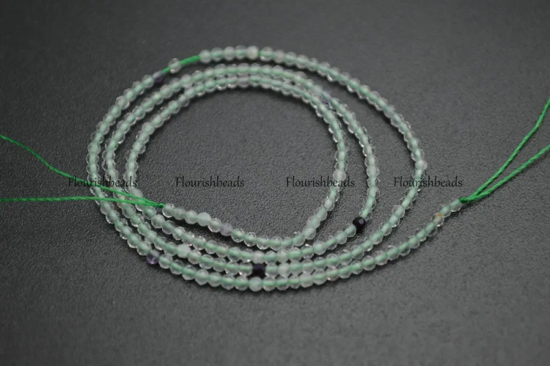 Wholesale 2mm Faceted Diamond Cutting Natural Fluorite Stone Round Loose Beads