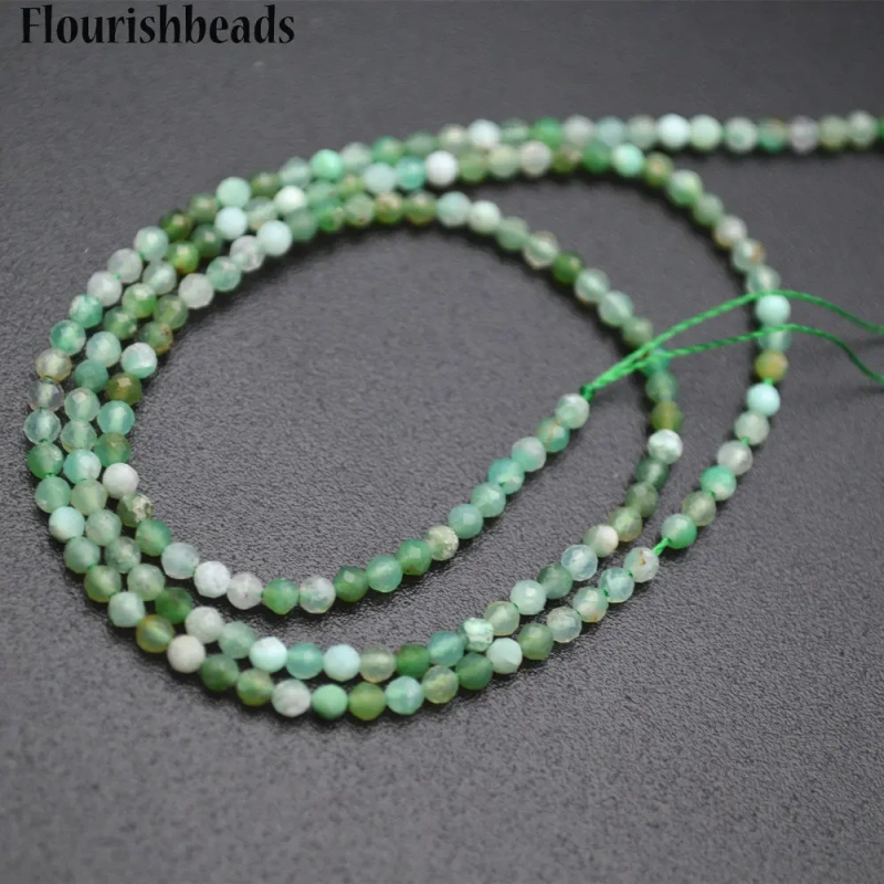 Faceted Natural Green Australia Jade Diamond Cutting 2mm Stone Round Loose Beads