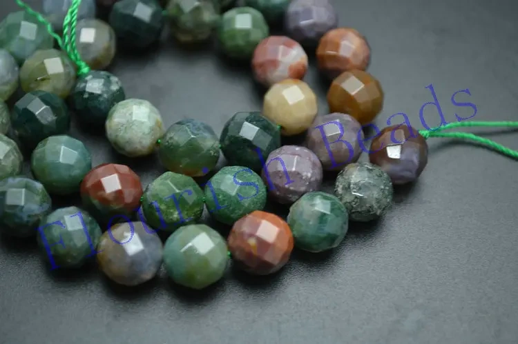 6mm~12mm Faceted Natural India Agate Stone Round Loose Beads