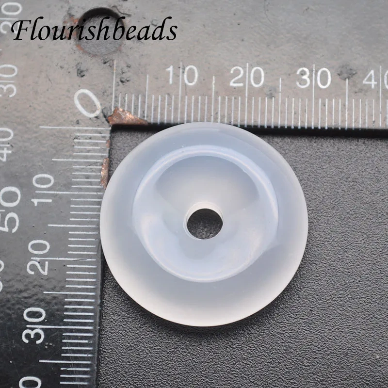 Flat Round Smooth 30mm Chalcedony Donut Shaped Pendant for Handmade for Necklace Bracelets DIY Jewelry Components Making