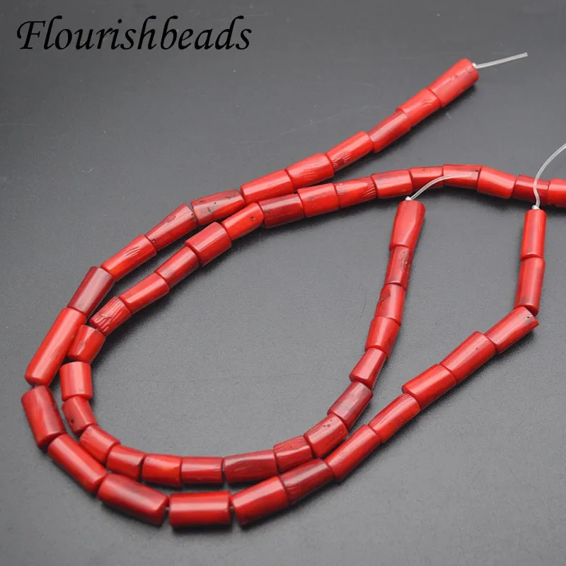 1-5 Strands Red Color Irregular Shape Tube Sea Bamboo Coral Loose Beads DIY Necklace Coral Wholesale Supplier