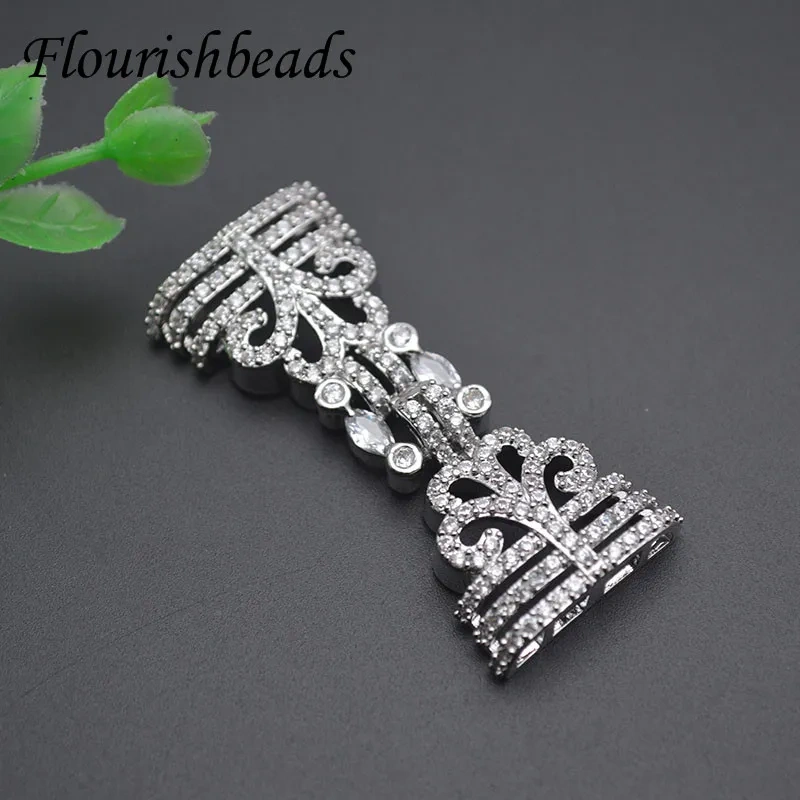 High Quality Double Crown Clasp Paved CZ Beads Connectors for Jewelry Making Supplies DIY Bracelets  Accesories 5pcs/lot