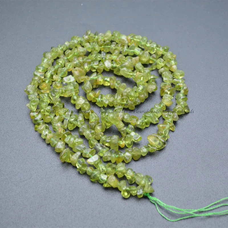 5~8mm Natural Green Peridot Irregular Shape Stone Chips Loose Beads 1 Strand