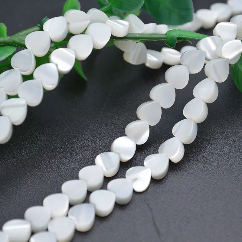 Wholesale High Quality 6mm White Heart Shape Natural Freshwater MOP Shell Beads Fit Bracelets Necklaces Jewelry DIY Making