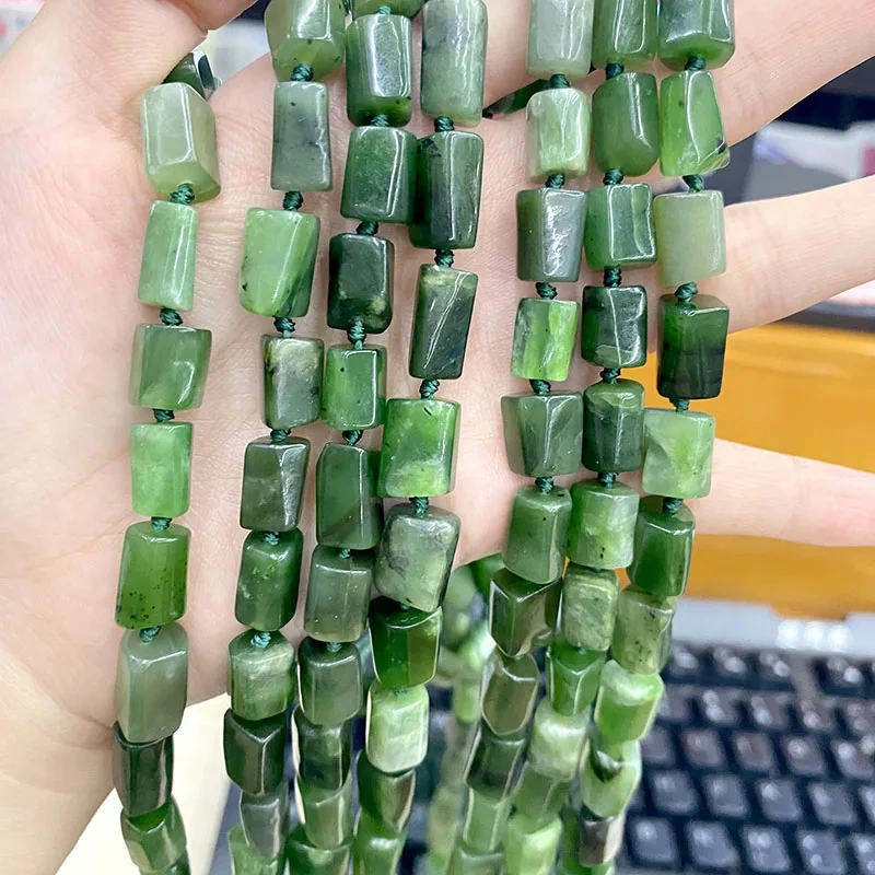 7x10mm 100% Natural Gemstone Green Agate Tube Shape Spacer Beads for Jewelry Making Diy Bracelets Necklace 2 Strands/lot