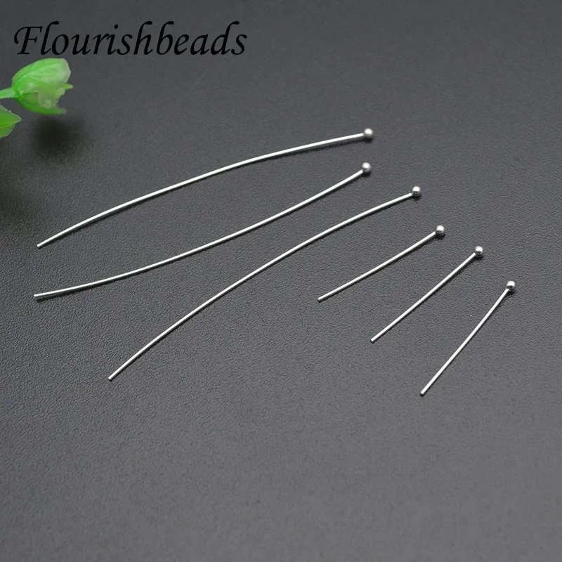 Wholesale 100pcs/lot 925 Sterling Silver Ball Pins 20 50mm Ball Head Pins Needles Findings Diy  for Jewelry Making Accessories