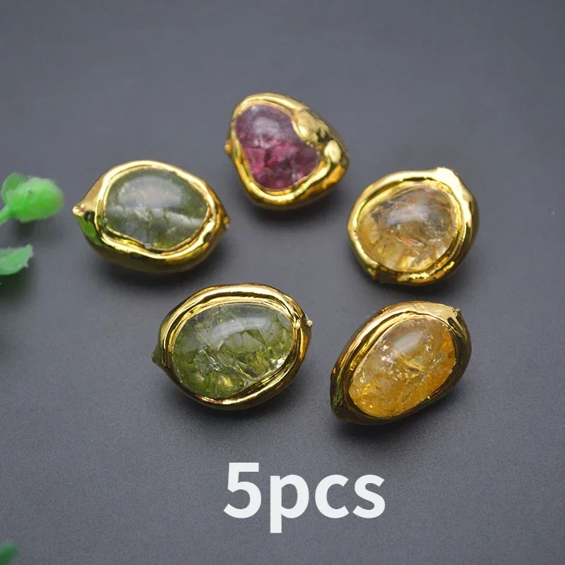 5-10pcs Color Moss Murano Glass Glaze Gold Plated Irregular Loose Beads for DIY Jewelry Making Necklace