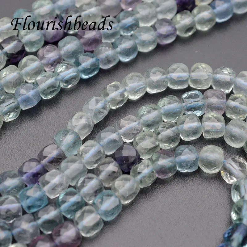 4mm 6mm Natural Flourite Cubic Shape Loose Beads for  Making Jewelry Accessories 5strands/lot