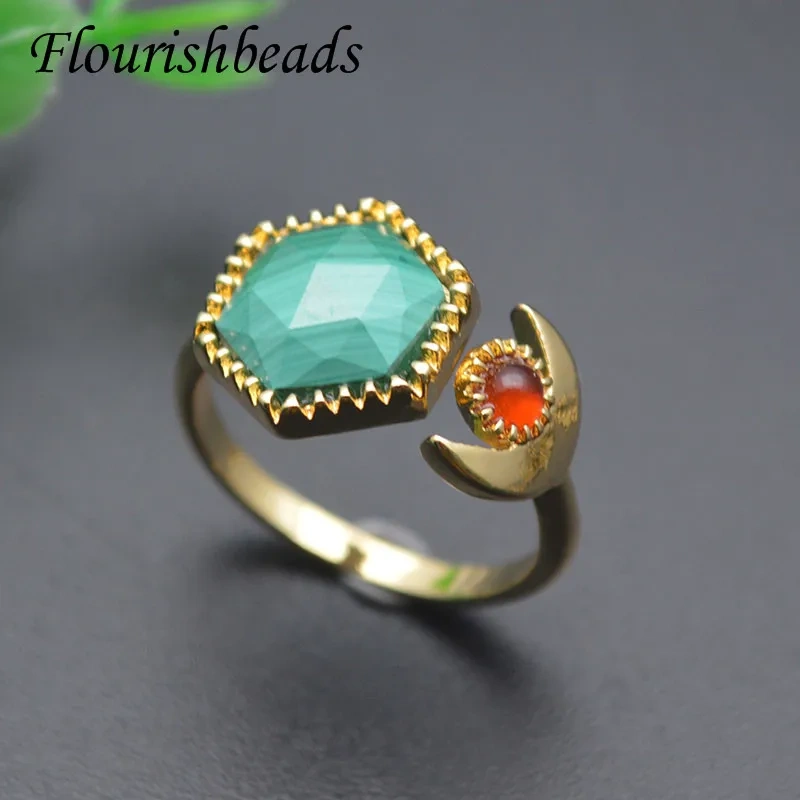 Natural Gemstone Apatite Adjustable Rings Quartzs Healing Yoga Nickel Free Couple Resizable Ring Wedding Party