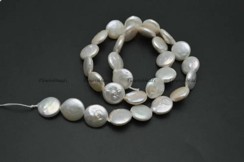 Good Quality Natural Irregular White Fresh Water Pearl Coin Loose Beads Flat Round Jewelry Making Supplies