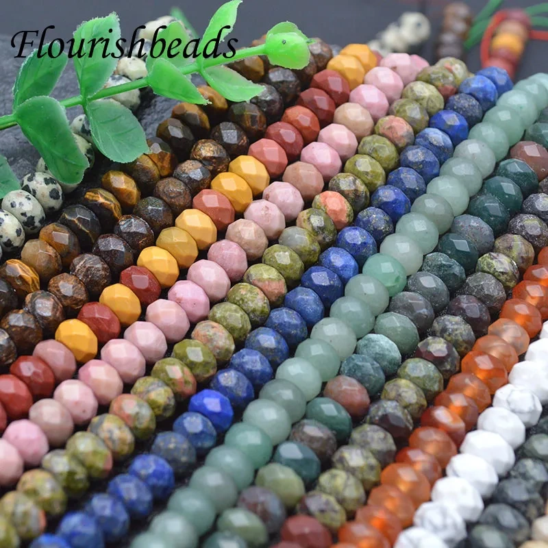 Wholesale 5X8mm Natural Faceted Tiger Eyed Lapis Green Aventurine Agates Beads for Jewelry Making Beadwork DIY Bracelet 5pcs/lot