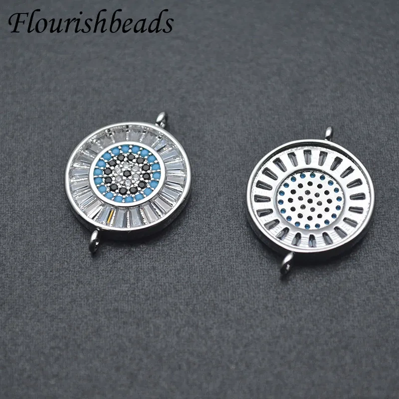 17x22mm Jewelry Findings Round Disc Zirconia Connector Crystal Clasp for DIY Fashion Bracelet Parts 10pcs/lot
