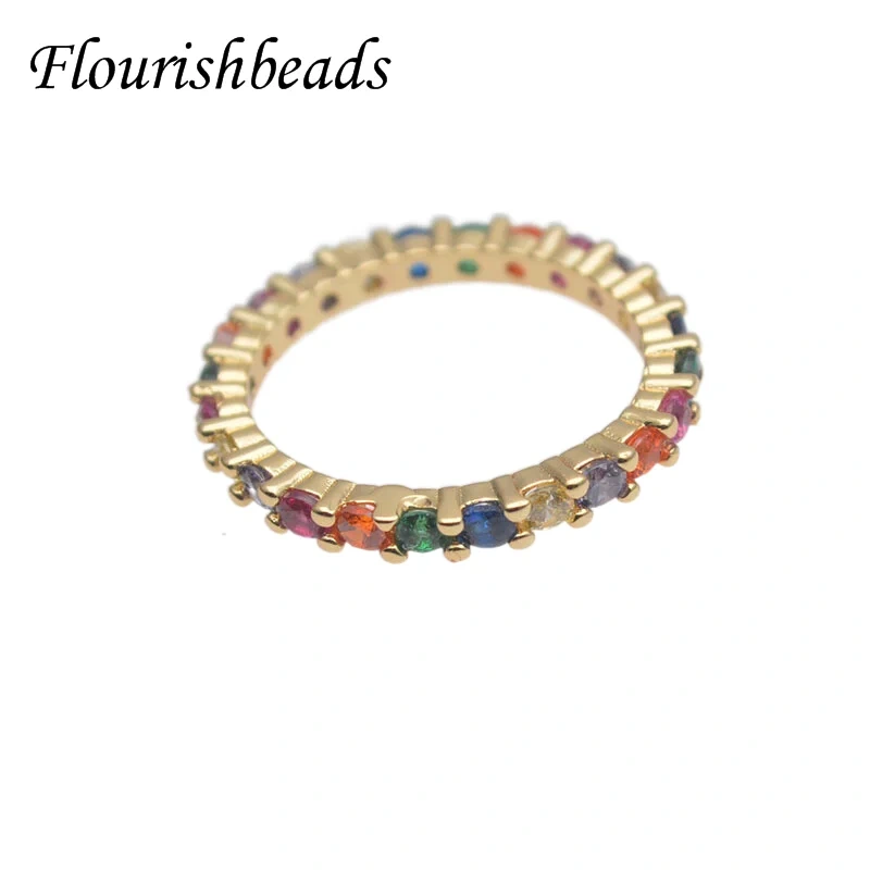 Colorful CZ Beads Paved Round Metal Ring 7~8cm Diameter for Women Girl Wedding Jewelry