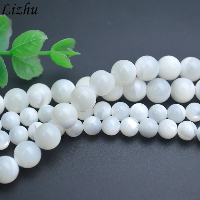 2 Strands/lot 6/8/12mm Natural Trochus Shell Stone Beads White Coffee Color Mother of Pearl Loose Bead for DIY Jewelry Making