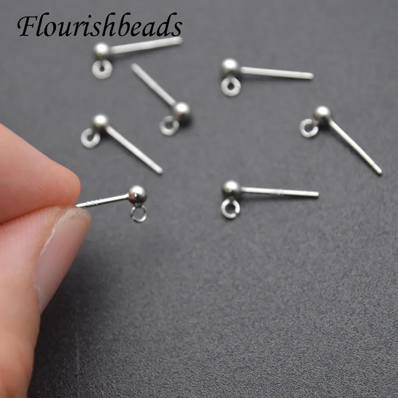 40pcs/lot 925 Sterling Silver Earring Stud 3mm Ball Post with Loop Accessories for High Quality Jewelry Earring Making