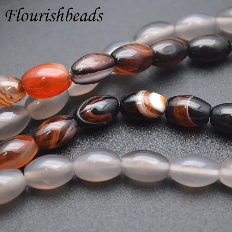 8x12mm Natural Stone Banded Agates Onyx Beads Smooth Oval Loose Spacer Beads For Jewelry Making DIY Bracelet