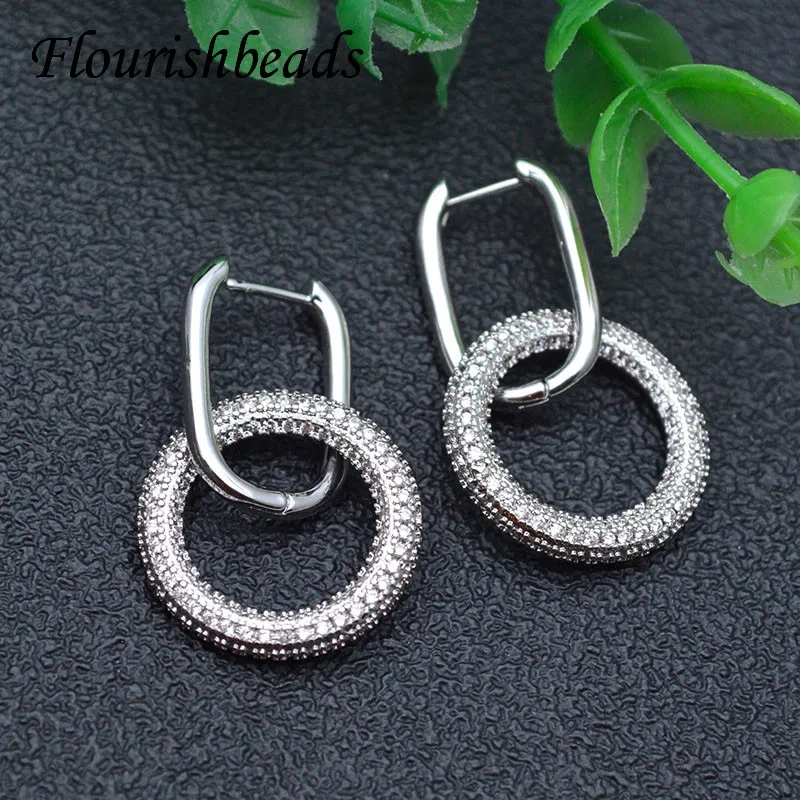 New Design Various Style Nickel Free Double Dangle Earrings Real CZ Beads Paved High Quality Women Party Jewelry Gift