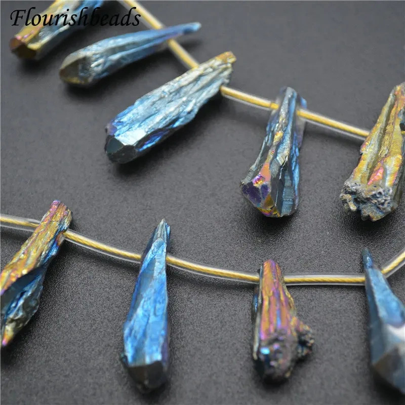 Electroplating Natural Druzy Agate DIY Jewelry Making Supply Rough Stone Loose Beads Mineral 5 Strands
