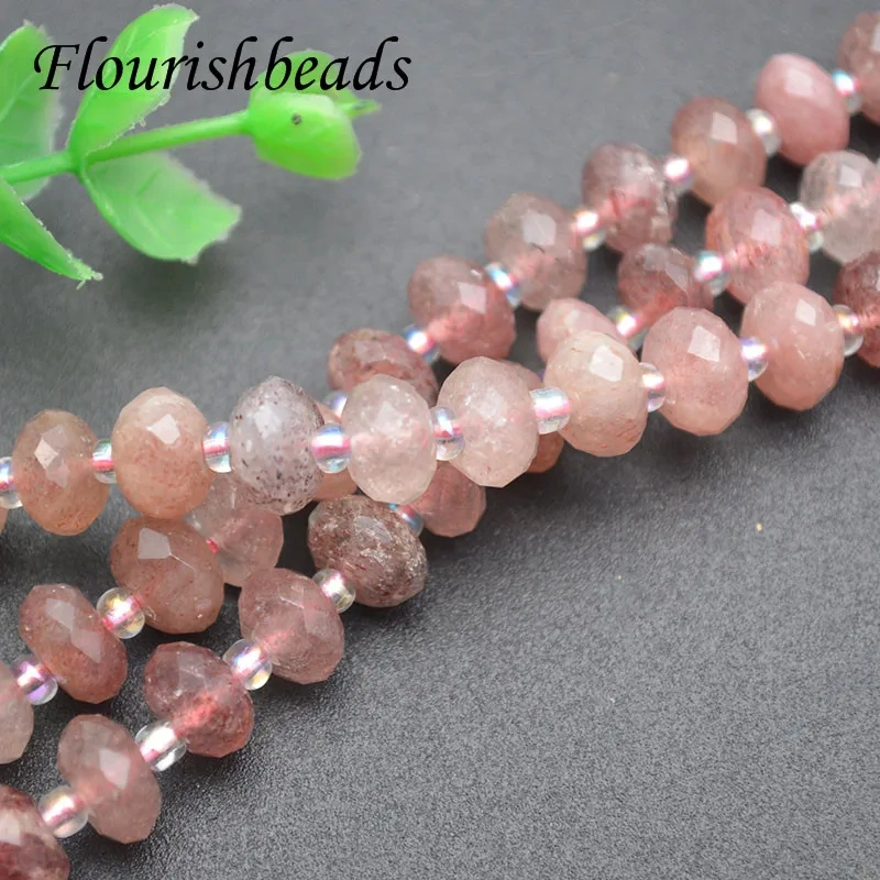5x8mm Natural Stone Beads Strawberry Quartz Faced loose  Spacer beads For Jewelry Making DIY Bracelet Accessories