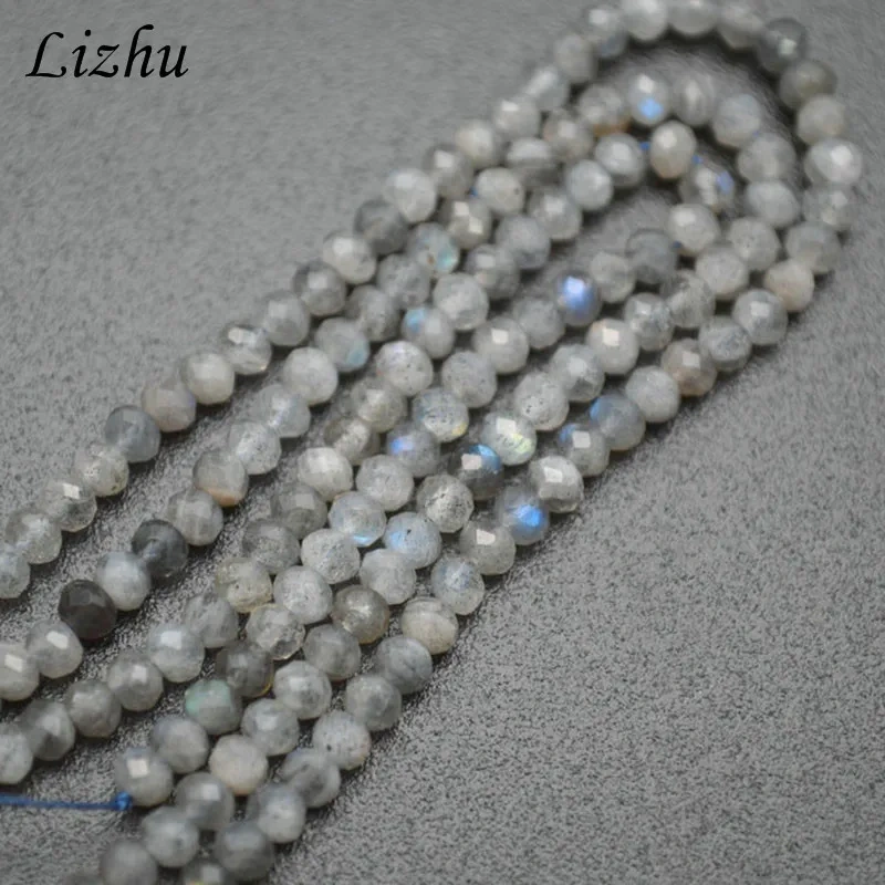 Faceted Natural Labradorite Diamond Cutting 2x3mm Stone Rondelle Loose Beads 5 Strands/lot