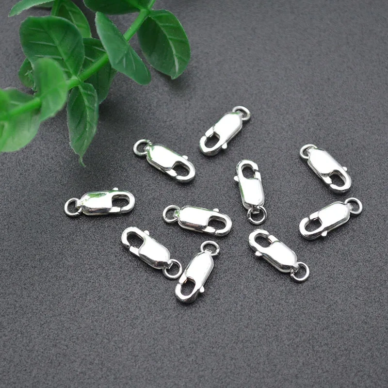 Wholesale Real Pure 925 Sterling Silver 12mm Spring Rings Lobster Clasps Jump Rings Fit Jewelry Necklace Bracelet Connectors