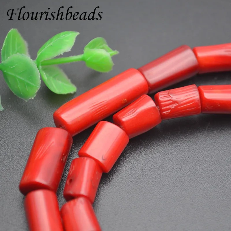 1-5 Strands Red Color Irregular Shape Tube Sea Bamboo Coral Loose Beads DIY Necklace Coral Wholesale Supplier